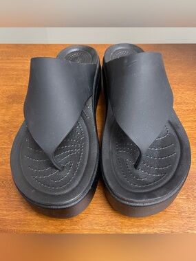 Crocs LiteRide Brooklyn Flip Platform Sandal Womens Size W 10 Black